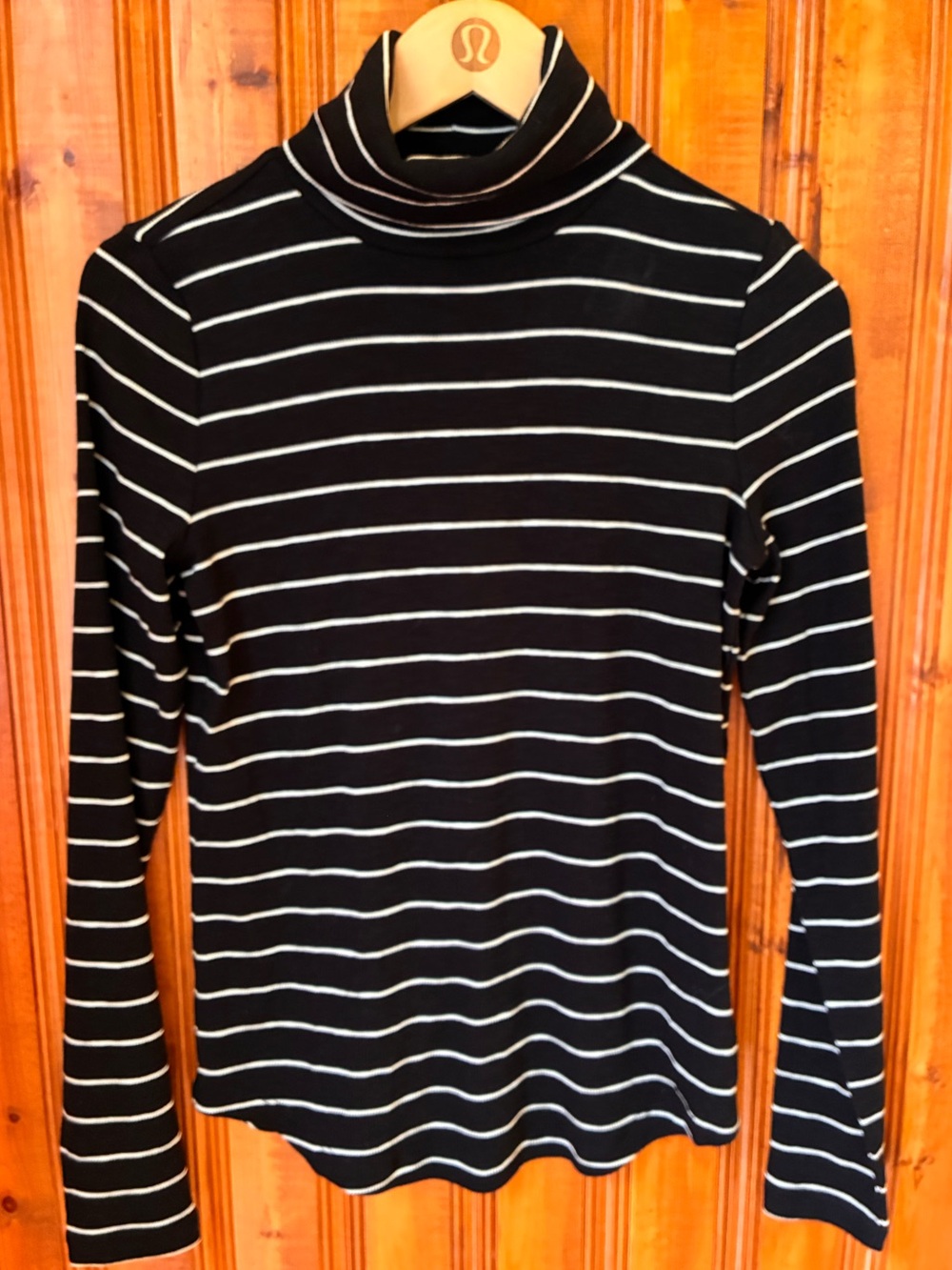 GAP Black and White Striped Turtleneck Long Sleeve Top